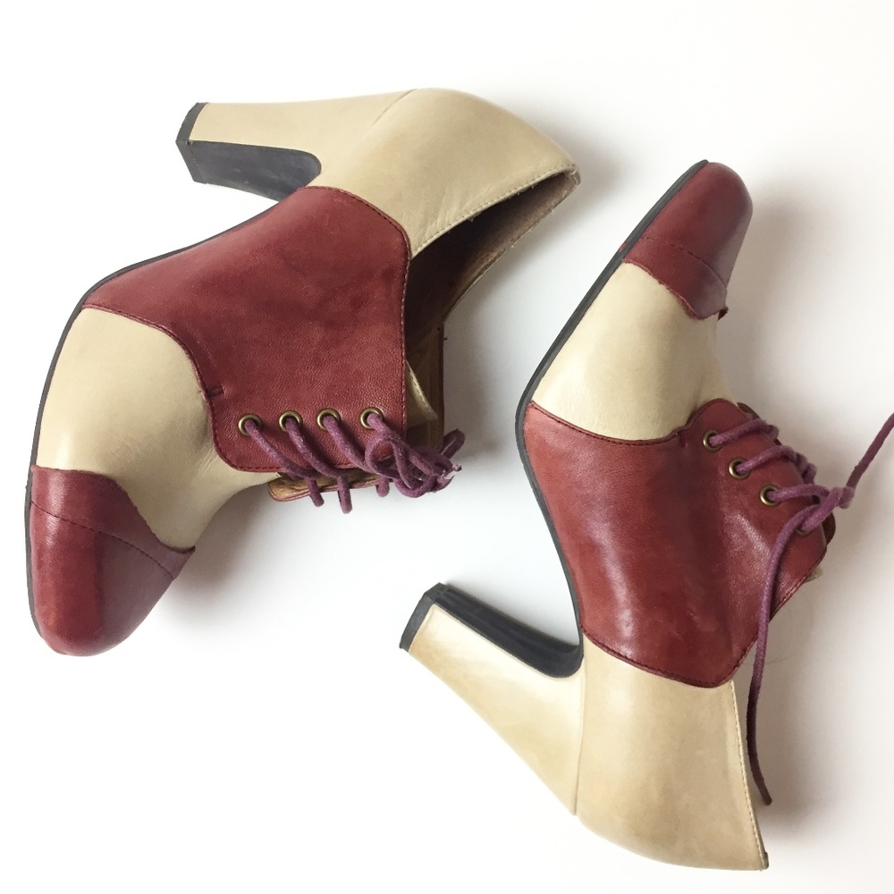 Miz Mooz "Franklin" Maroon & Cream Heels